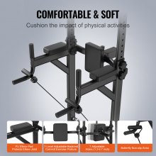 VEVOR Power Tower Dip Station, 10-nivås höjdjusterbar Pull Up Bar-stativ, multifunktionshemgym Styrketräning Fitness träningsutrustning med 7-nivå justerbart ryggstöd, PU armbågsskydd, 440 LBS