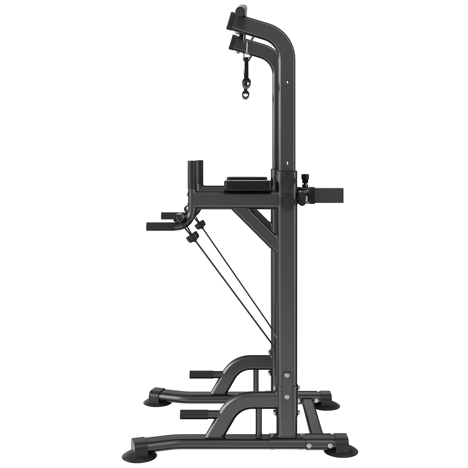 VEVOR Power Tower Dip Station, 10-Level Height Adjustable Pull Up Bar Stand, Multi-Function Home Gym Strength Training Fitness Workout Equipment with 7-Level Adjustable Backrest, PU Elbow Pads, 440LBS
