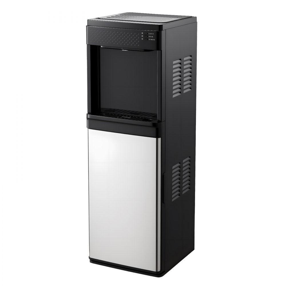VEVOR Water Dispenser with Ice Maker, 3-in-1 Floor-Standing Water Dispenser, 33 LBS/24H, 9 Cubes/7 Min Fast Ice Making with 1.3 LBS Storage, Bullet Ice-Cubes & Cold-Water, for Home, Kitchen, Party