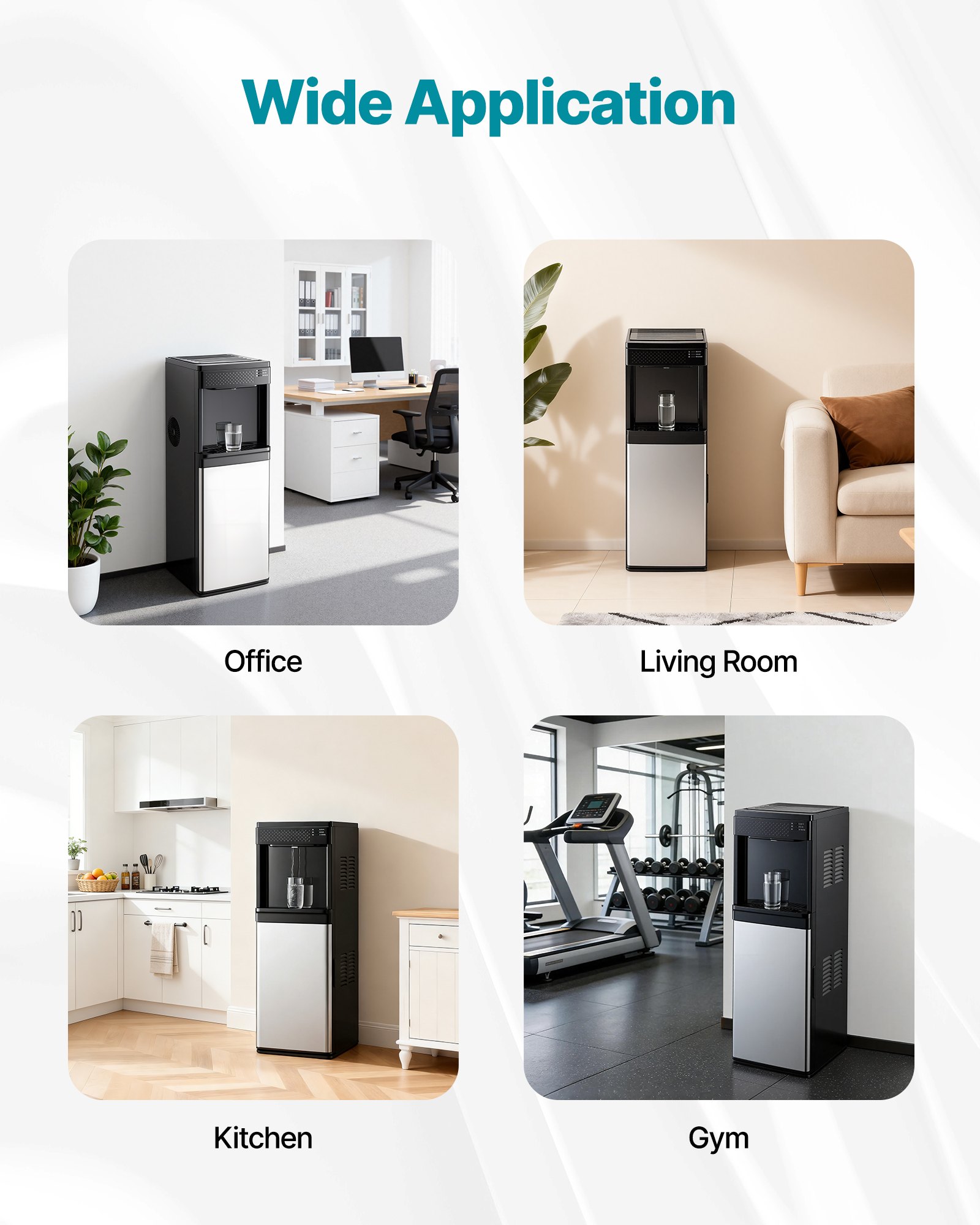 VEVOR Water Dispenser with Ice Maker, 3-in-1 Floor-Standing Water Dispenser, 33 LBS/24H, 9 Cubes/7 Min Fast Ice Making with 1.3 LBS Storage, Bullet Ice-Cubes & Cold-Water, for Home, Kitchen, Party