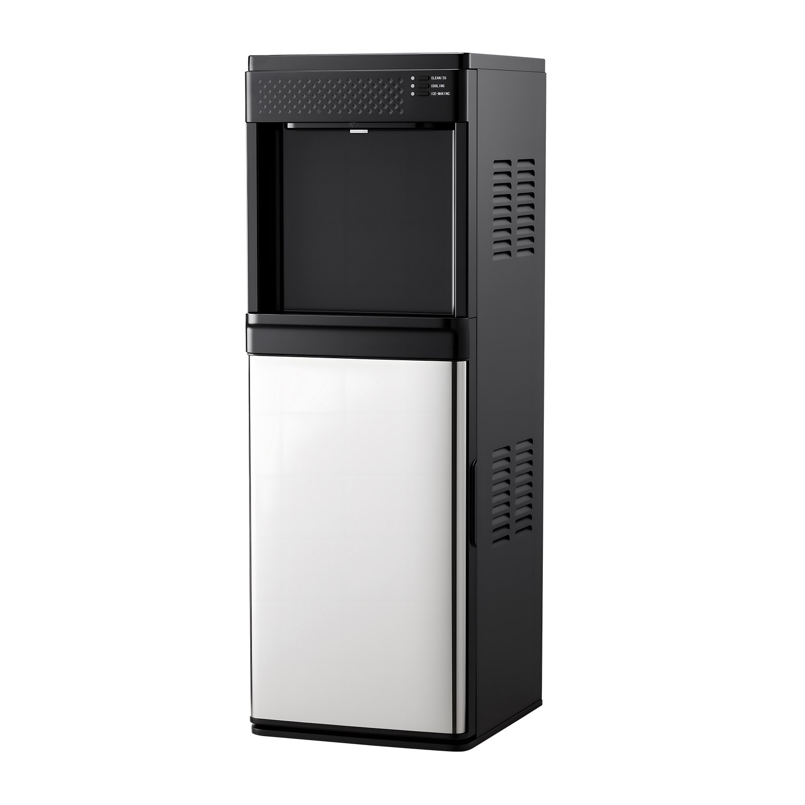 VEVOR Water Dispenser with Ice Maker, 3-in-1 Floor-Standing Water Dispenser, 33 LBS/24H, 9 Cubes/7 Min Fast Ice Making with 1.3 LBS Storage, Bullet Ice-Cubes & Cold-Water, for Home, Kitchen, Party