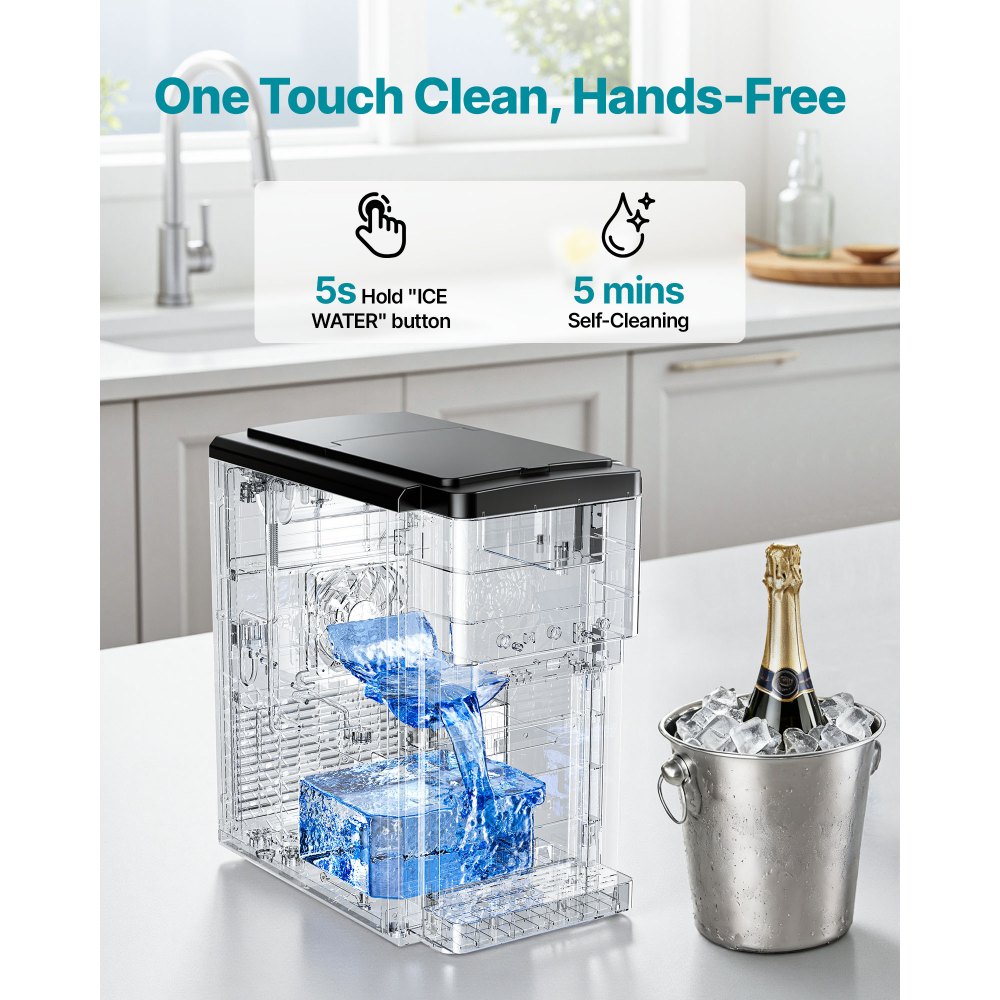 VEVOR Water Dispenser with Ice Maker, 3-in-1 Countertop Water Dispenser, 16 KG/24H, 12 Cubes/7 Min Fast Ice Making with 1.8 KG Storage, Bullet/Crushed Ices & Cold-Water, for Home, Kitchen, Party
