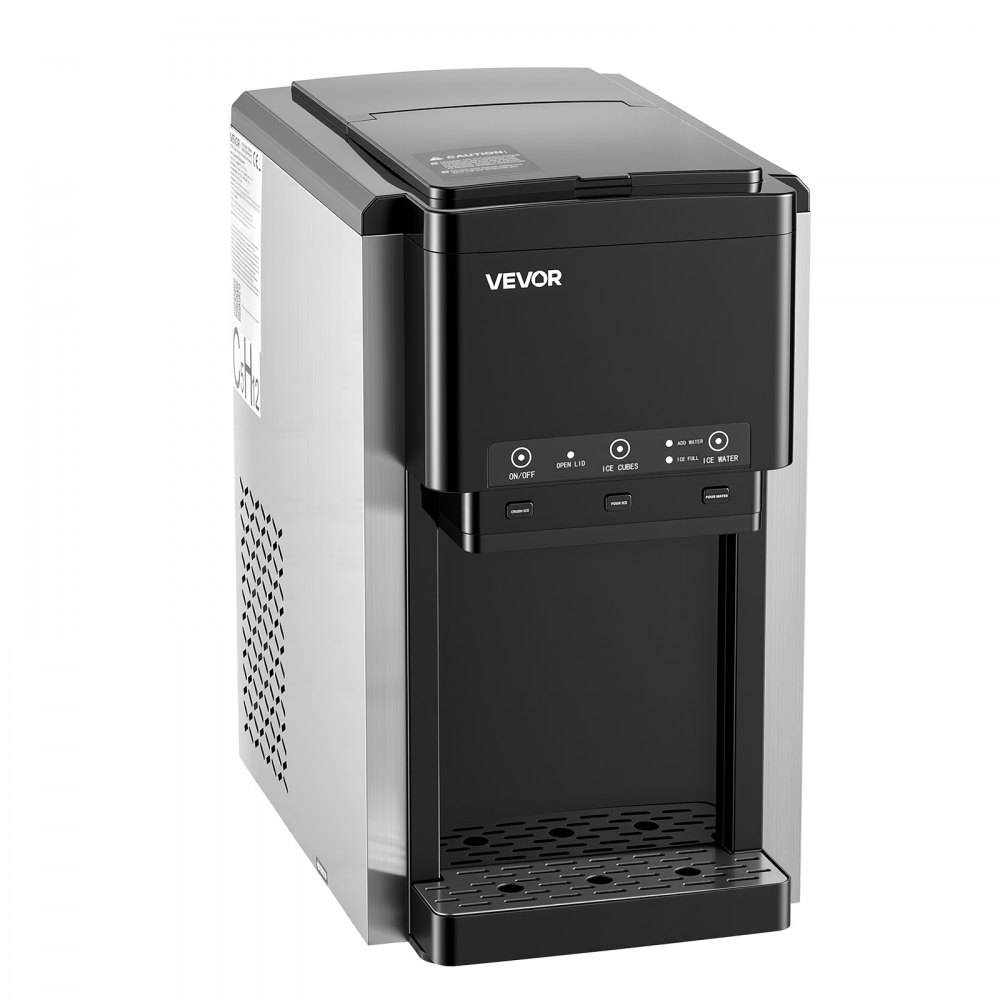 VEVOR Water Dispenser with Ice Maker, 3-in-1 Countertop Water Dispenser, 16 KG/24H, 12 Cubes/7 Min Fast Ice Making with 1.8 KG Storage, Bullet/Crushed Ices & Cold-Water, for Home, Kitchen, Party