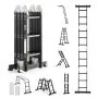 VEVOR Multi-Purpose Folding Ladder, 7-in-1 Tall Extension Step Ladder, A Frame 3 Step with Scaffolding Plank Telescoping Ladder, 12ft Reach Height Heavy Duty Ladder, 330 lbs Capacity for Home Outdoor