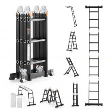 Multi-Purpose Folding Ladder 7-in-1 3 Step 12ft with Scaffolding Plank