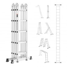 Multi-Purpose Folding Ladder 7-in-1 5 Step 19ft Reach Height Metal