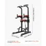 Barra de dominadas VEVOR, estación de inmersión Power Tower de 150 kg, estación de inmersión para entrenamiento con base estable en forma de H y plataforma de asistencia, soporte de dominadas ajustable a 9 niveles de altura para la espalda, coderas ajustables a 3 niveles