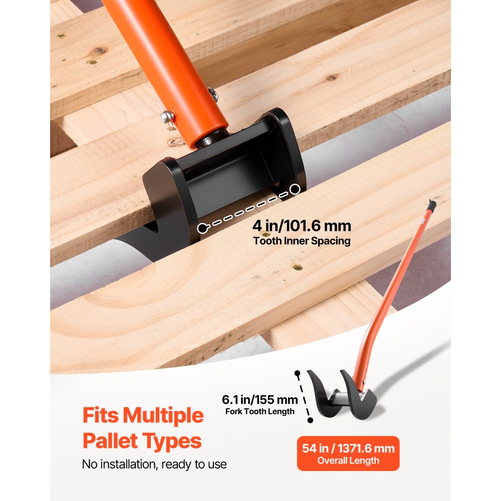 VEVOR Pallet Buster Tool, 1.27 m Carbon Steel Handle Wrecking Pry Bar, 907 kg Weight Capacity, Heavy Duty Deck Board Removal Tool, Breaker Bar for Flooring, Framing, Roofing, Trim, Drywall