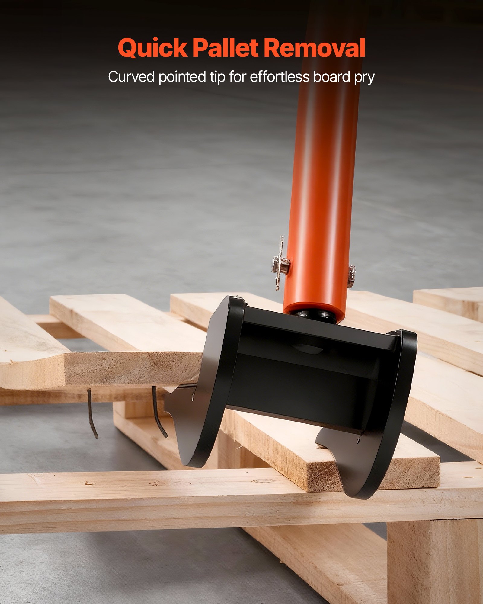 VEVOR Pallet Buster Tool, 1.27 m Carbon Steel Handle Wrecking Pry Bar, 907 kg Weight Capacity, Heavy Duty Deck Board Removal Tool, Breaker Bar for Flooring, Framing, Roofing, Trim, Drywall