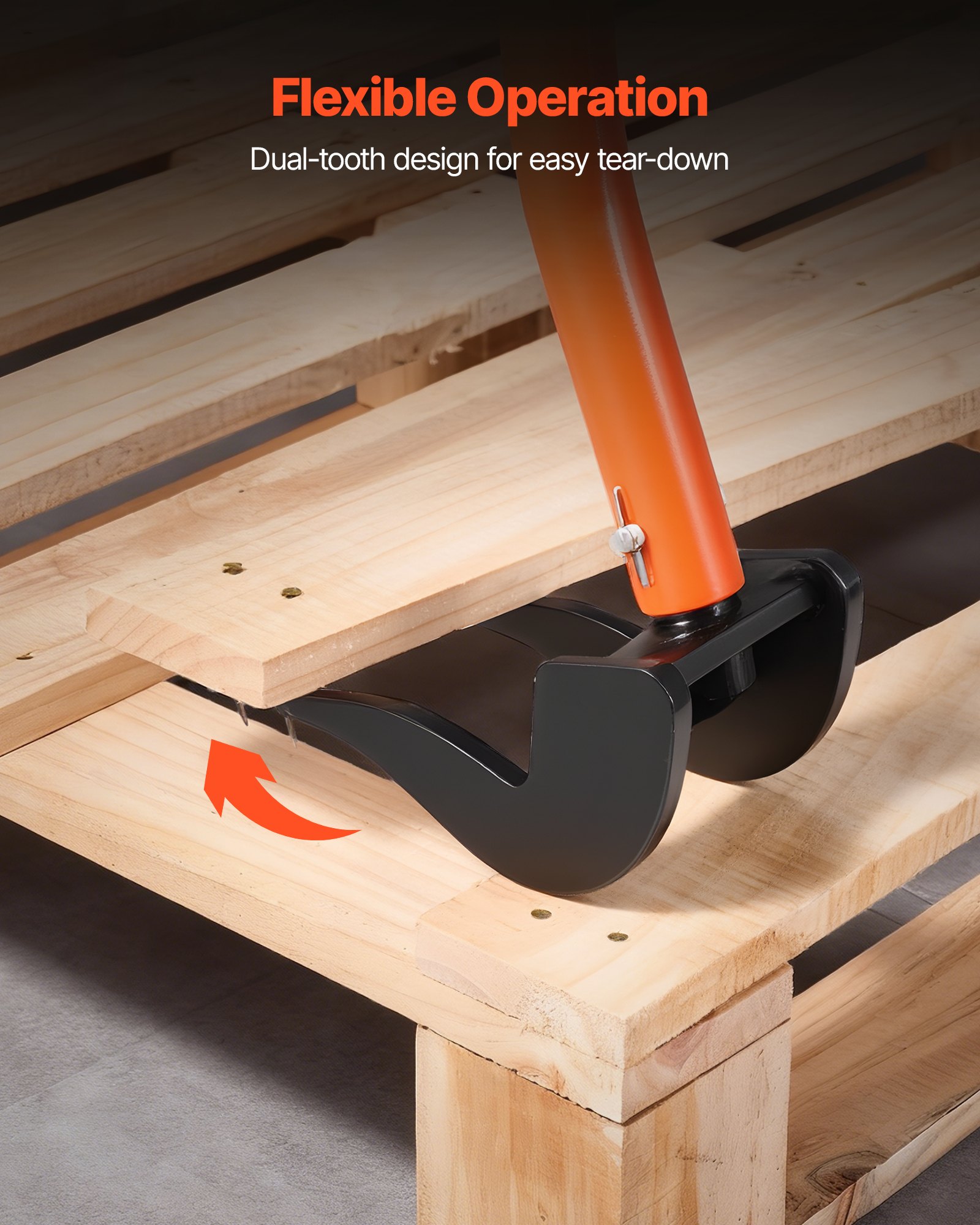 VEVOR Pallet Buster Tool, 1.27 m Carbon Steel Handle Wrecking Pry Bar, 907 kg Weight Capacity, Heavy Duty Deck Board Removal Tool, Breaker Bar for Flooring, Framing, Roofing, Trim, Drywall