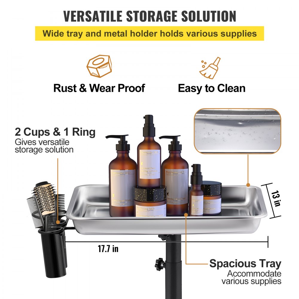 VEVOR mayo stand with wide tray, metal holder, and organizer cups for versatile storage solutions.