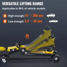 VEVOR Floor Jack, 2.5 Ton Low Profile Floor Jack, Heavy-duty Steel Racing Floor Jack With Single Piston Lift Pump, Floor Jack Lifting Range 85 mm-380 mm