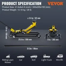VEVOR Floor Jack, 2.5 Ton Low Profile Floor Jack, Heavy-duty Steel Racing Floor Jack With Single Piston Lift Pump, Floor Jack Lifting Range 85 mm-380 mm