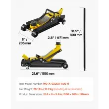 VEVOR Floor Jack, 2.5 Ton Low Profile Floor Jack, Heavy-duty Steel Racing Floor Jack With Single Piston Lift Pump, Floor Jack Lifting Range 85 mm-380 mm