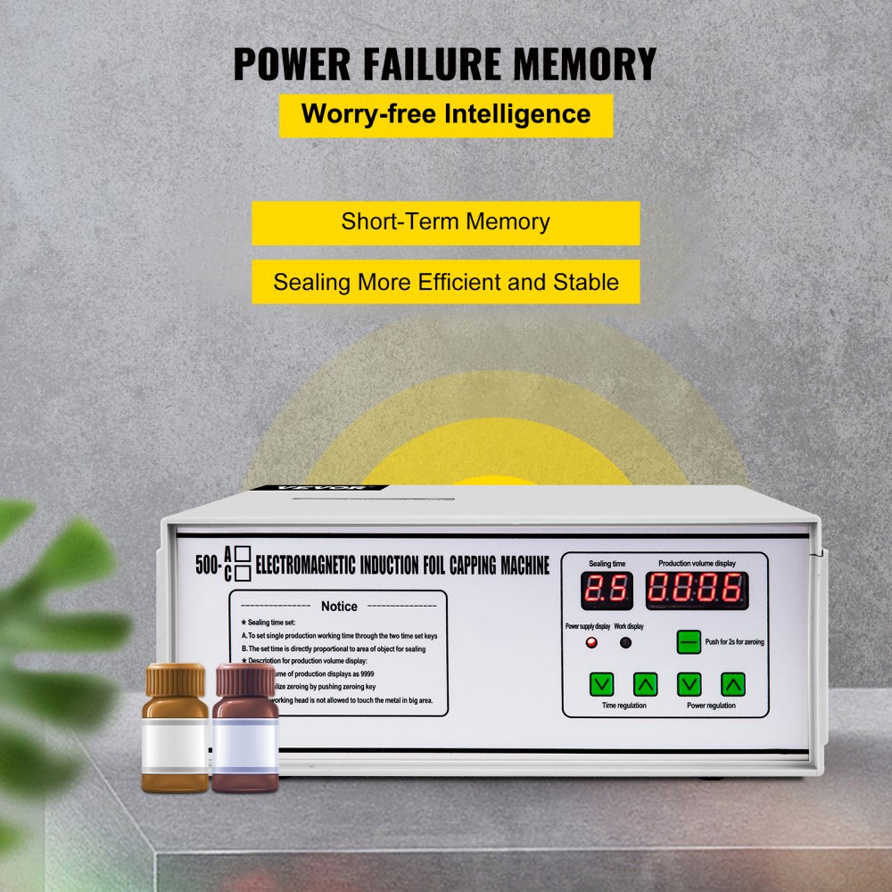 VEVOR 20-100mm Induction Bottle Sealer Portable Heat Sealing Machine Electromagnetic Handheld Machine 500A Bottle Cap Sealer Aluminum Foil Diameter
