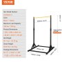 VEVOR Power Tower Dip Station, 8-Level Height Adjustable Pull Up Bar Stand, Multi-Function Strength Training Workout Equipment, Home Gym Fitness Dip Bar Station, 330LBS Weight Capacity, Black & Yellow