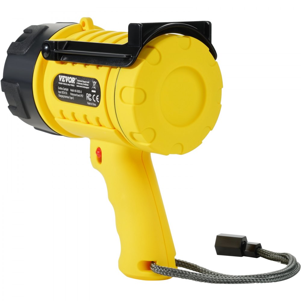 VEVOR Rechargeable Spotlight Flashlight, 1000,000 Lumens, IP67 Waterproof Handheld LED Spot Light, Super Bright Portable Searchlight with 4 Modes Detachable Lens USB Port, for Hunting Boating Camping