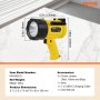VEVOR Rechargeable Spotlight Flashlight, 1000,000 Lumens, IP67 Waterproof Handheld LED Spot Light, Super Bright Portable Searchlight with 4 Modes Detachable Lens USB Port, for Hunting Boating Camping