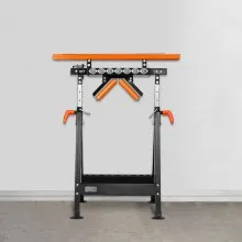 VEVOR 4-in-1 Roller Stand, 440 lb Load Capacity, 33-50 in Adjustable Height, Folding Heavy Duty with Rack & Polished Multi-directional Roller Head, for Table Saw Outfeed Woodworking Extension Support