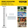 VEVOR String Light Pole String Light Pole Stand for Outdoor 9.6 ft Durable Steel