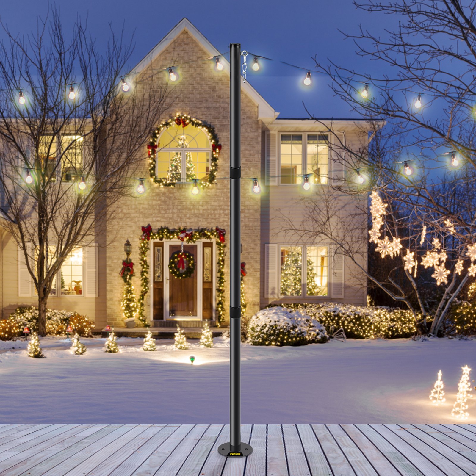 VEVOR String Light Pole String Light Pole Stand for Outdoor 9.6 ft Durable Steel