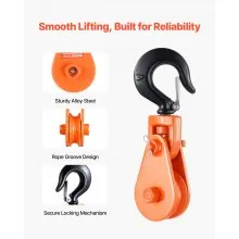 VEVOR 2 Ton Snatch Block with Swivel Hook, 3" Sheave 3/8" Inch Wire Rope, Heavy Duty Snatch Block Pulley 4400 lbs for Towing and Recovery operations on Tow Truck Rollback Wrecker Car Hauler Winches
