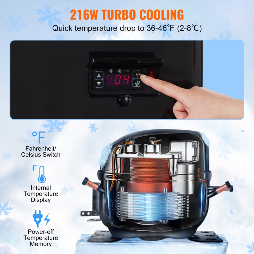 VEVOR Refrigerated Display Case, 3 Cu.Ft/85L, 3-Tier, Countertop Pastry Display Case Commercial Display Refrigerator with LED Lighting, TURBO Cooling, Frost-Free Air-Cooling, Locked Door for Bakery