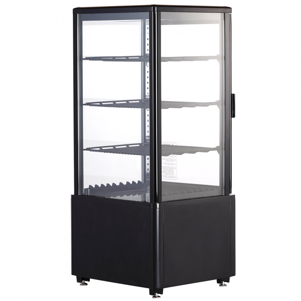 VEVOR Refrigerated Display Case, 3 Cu.Ft/85L, 3-Tier, Countertop Pastry Display Case Commercial Display Refrigerator with LED Lighting, TURBO Cooling, Frost-Free Air-Cooling, Locked Door for Bakery