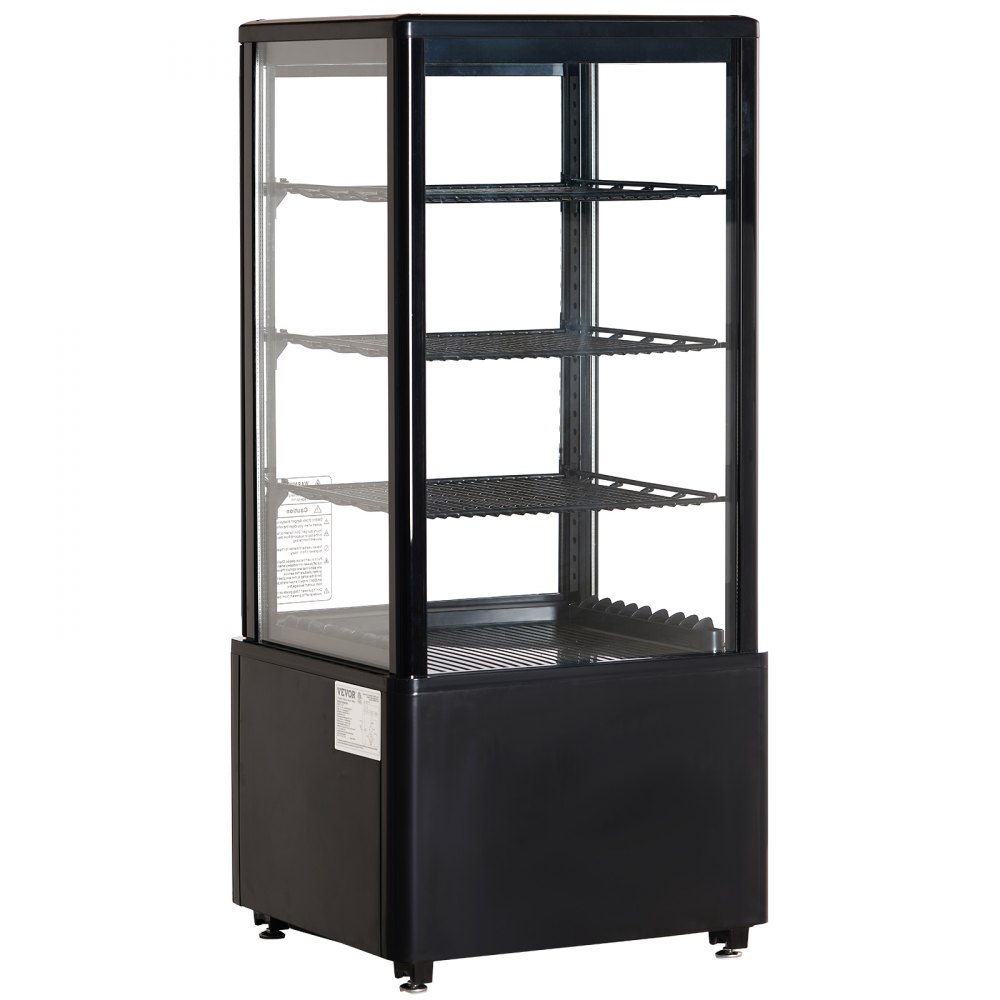 VEVOR Refrigerated Display Case, 3 Cu.Ft/85L, 3-Tier, Countertop Pastry Display Case Commercial Display Refrigerator with LED Lighting, TURBO Cooling, Frost-Free Air-Cooling, Locked Door for Bakery