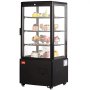 VEVOR Refrigerated Display Case, 3 Cu.Ft/85L, 3-Tier, Countertop Pastry Display Case Commercial Display Refrigerator with LED Lighting, TURBO Cooling, Frost-Free Air-Cooling, Locked Door for Bakery