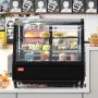 VEVOR Refrigerated Display Case, 3.5 Cu.Ft/100L, Dual-Level, Countertop Cake Display Fridge with LED Illumination, Rapid Cooling System, No-Frost Ventilation, Slide-Access Back Door