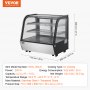 VEVOR Refrigerated Display Case, 4.2 Cu.Ft./115L Countertop Pastry Display Case, 2-Tier Commercial Display Refrigerator with LED Lighting, TURBO Cooling, Frost-Free Air-Cooling, for Bakery