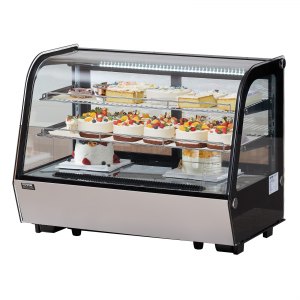 VEVOR Refrigerated Display Case, 5 Cu.Ft./146L Countertop Pastry Display Case, 2-Tier Commercial Display Refrigerator with LED Lighting, TURBO Cooling, Frost-Free Air-Cooling, for Bakery | VEVOR US