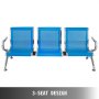 3-seat Steel Waiting Room Chairs Guest Reception Bench Airport Ergonomic Durable