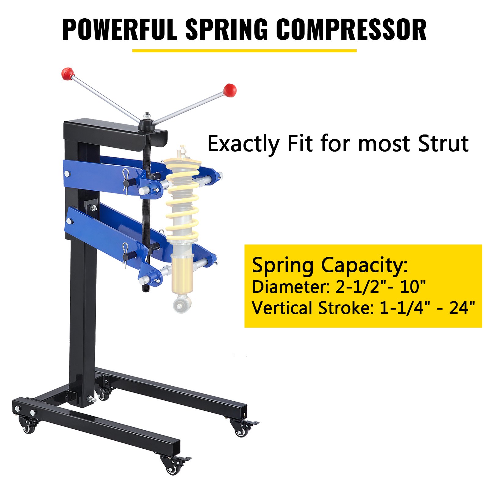 VEVOR Strut Compressor 45# Steel Spring Compressor, Universal Fit Heavy Duty Strut Spring Compressor, Thick Compression Arms Spring Compressor Tool with Stand Auto Equipment Tool for Car Repairing