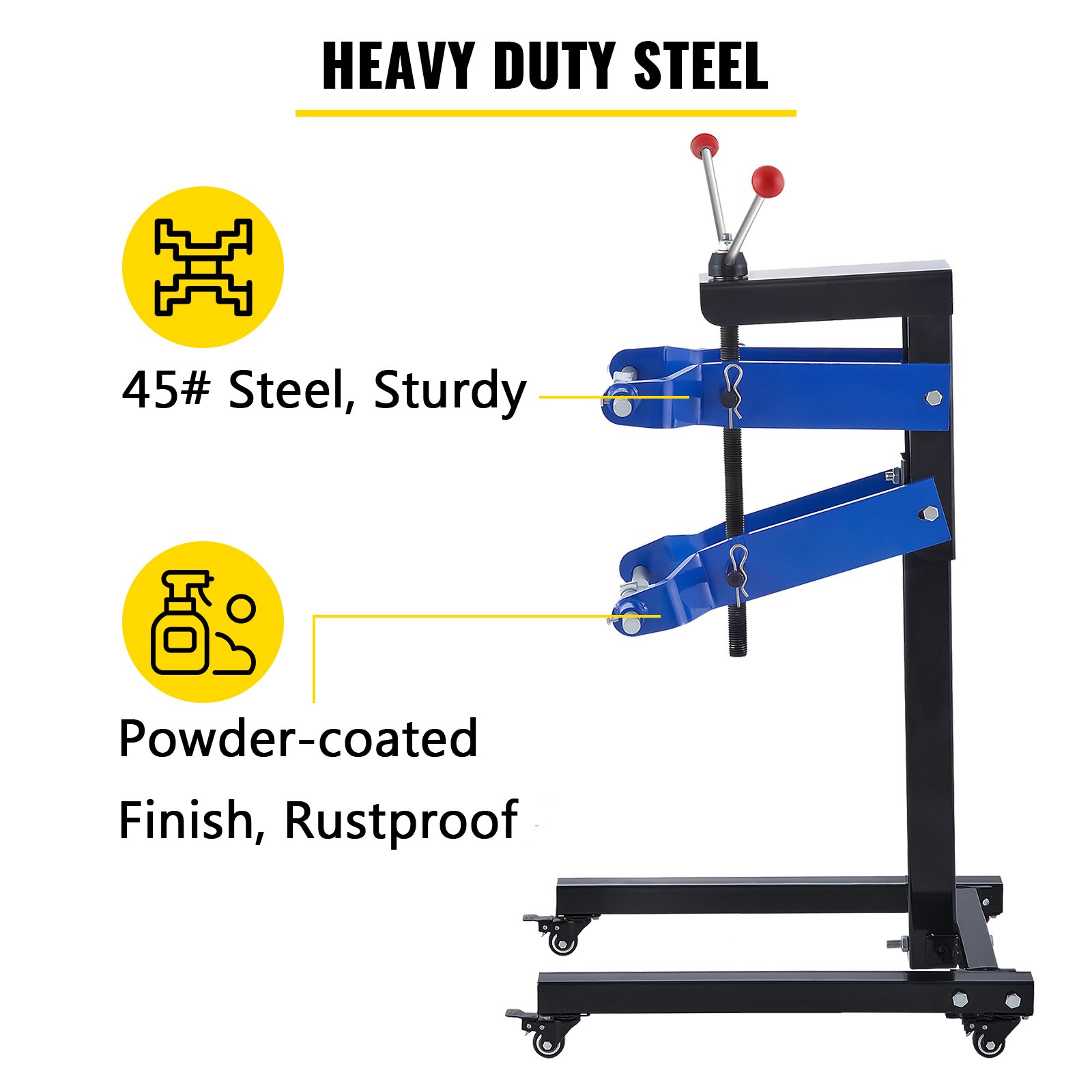 VEVOR Strut Compressor 45# Steel Spring Compressor, Universal Fit Heavy Duty Strut Spring Compressor, Thick Compression Arms Spring Compressor Tool with Stand Auto Equipment Tool for Car Repairing