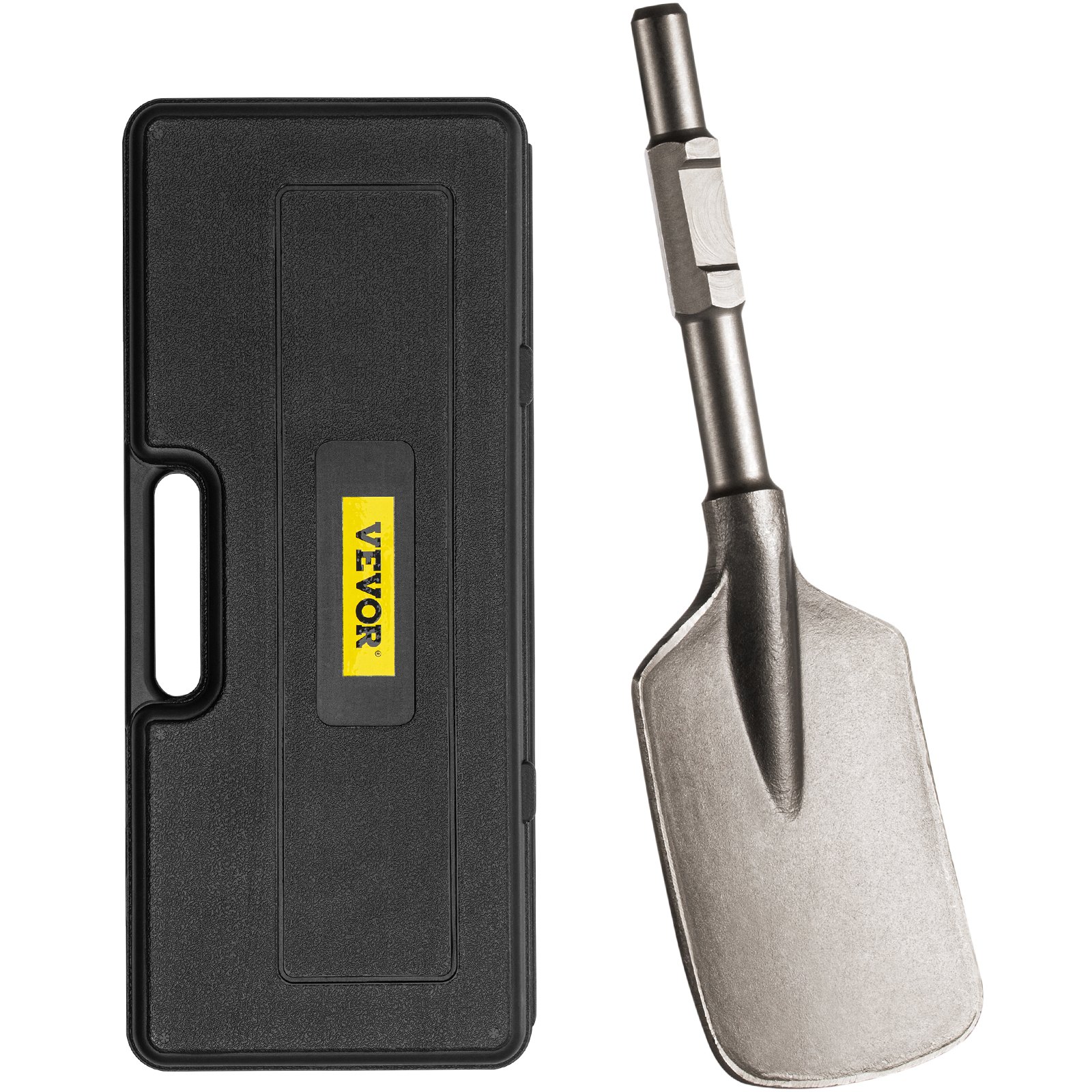 VEVOR Clay Spade, 17.9' x 5.5' 1-1/8' Hex Shank, 40Cr Steel Jackhammer Bit for Electric Demolition Jack Hammer Carrying Case, Trenching and Digging Shovel Bit for Clay, Gravel, Frozen Soil