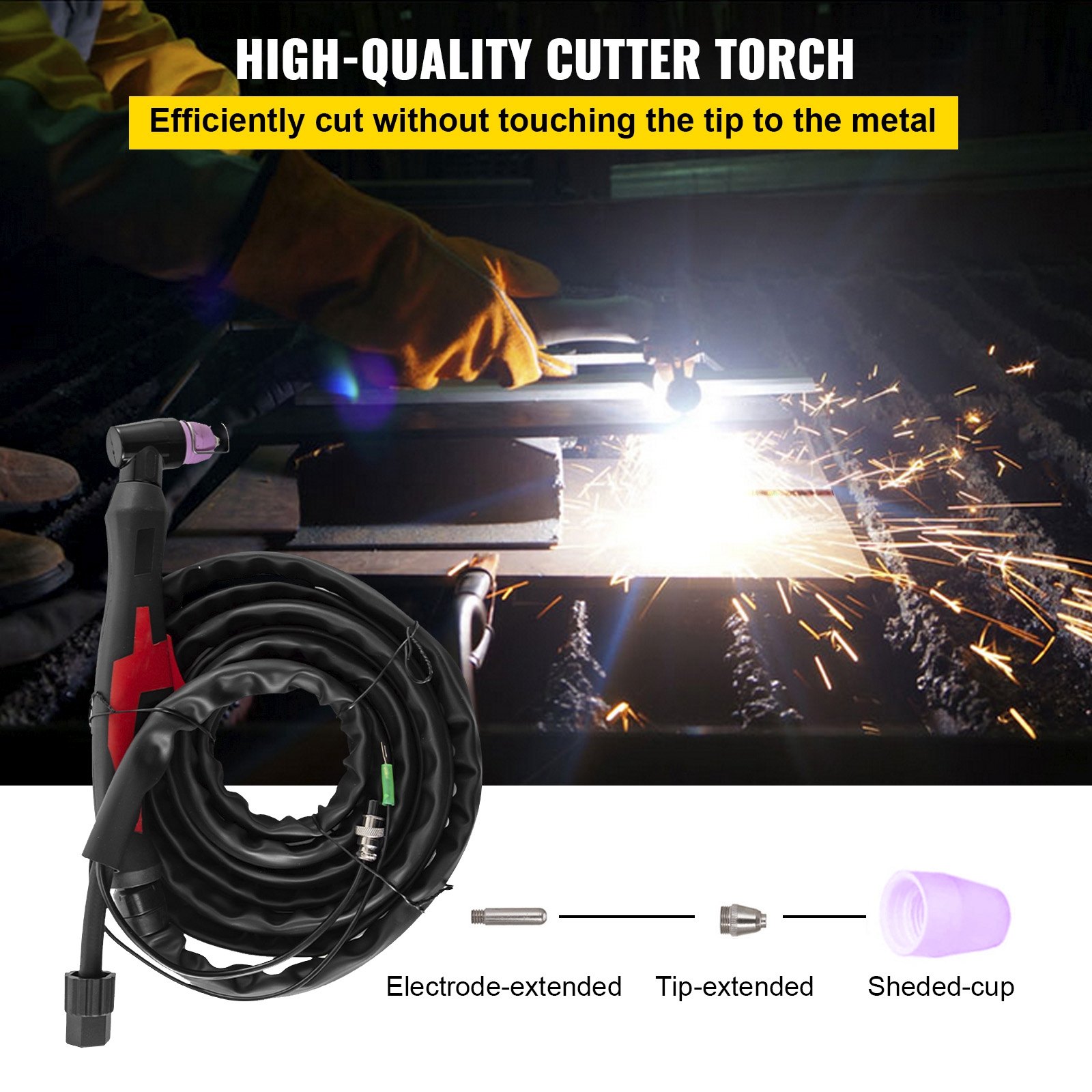 VEVOR 50Amp Non-Touch Pilot Arc Plasma Cutter, 110/220V Dual Voltage Plasma Cutting Machine, Max 1/2 Inch(14MM) Clean Cut, Portable Cutting Machine IGBT Inverter Digital Plasma Cutting Equipment