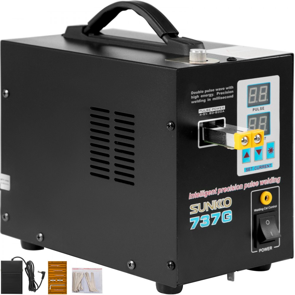 VEVOR Portable Heart Rate Welder,737G 220V/50Hz Battery Pulse Tip Welder,50-800A Thickness 0.05-0.2mm Welding Machine