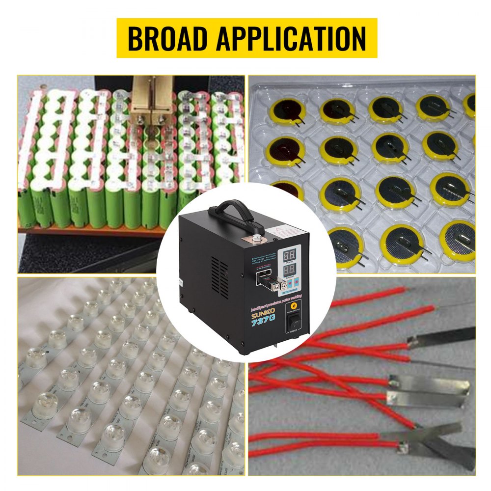 VEVOR Portable Heart Rate Welder,737G 220V/50Hz Battery Pulse Tip Welder,50-800A Thickness 0.05-0.2mm Welding Machine