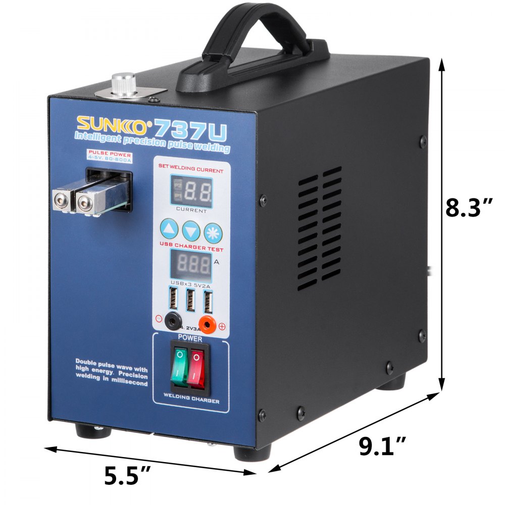 737U 2 Pulse Battery Spot Welder for 18650 + Battery Charge Test 50-800A 2.8KW