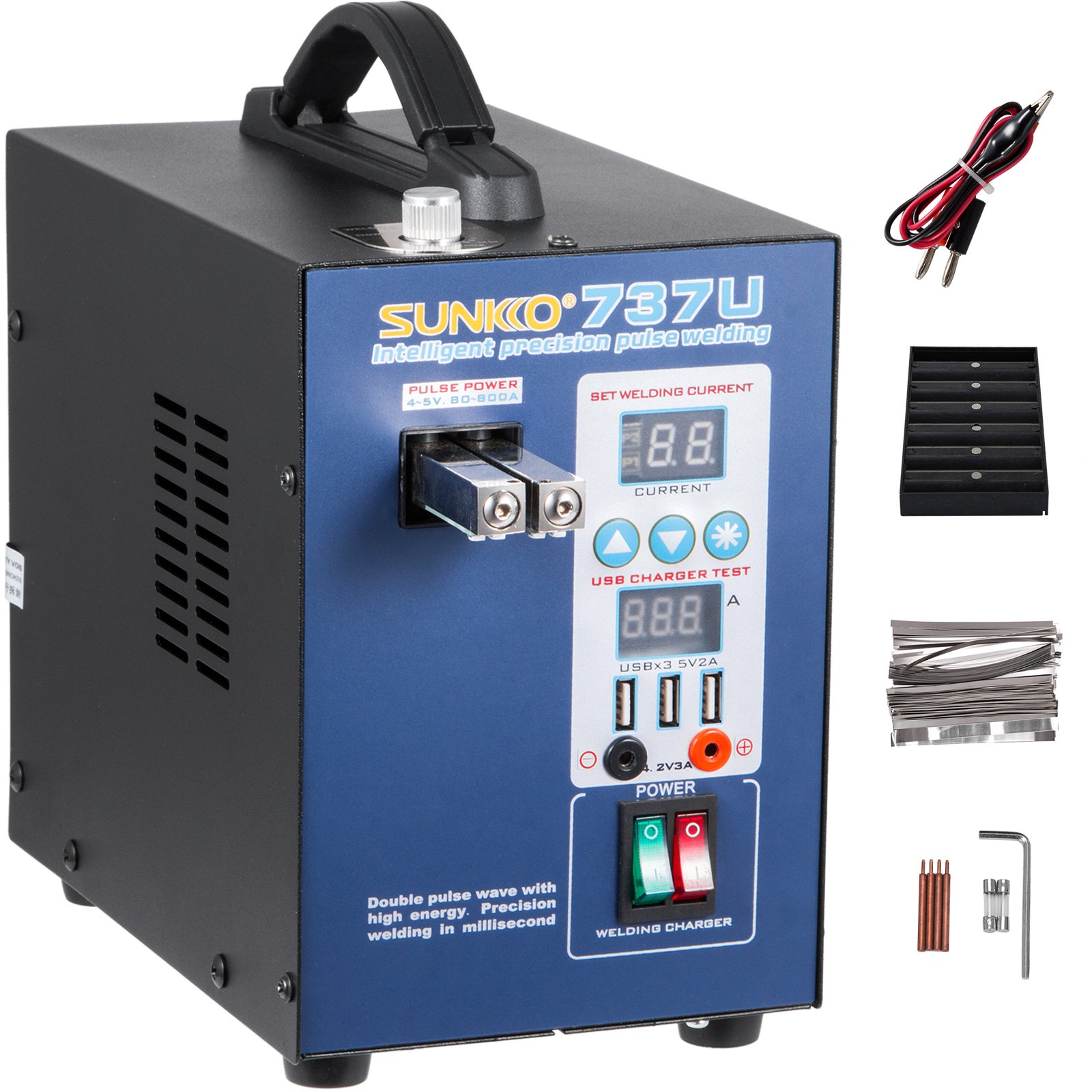 737U 2 Pulse Battery Spot Welder for 18650 + Battery Charge Test 50-800A 2.8KW