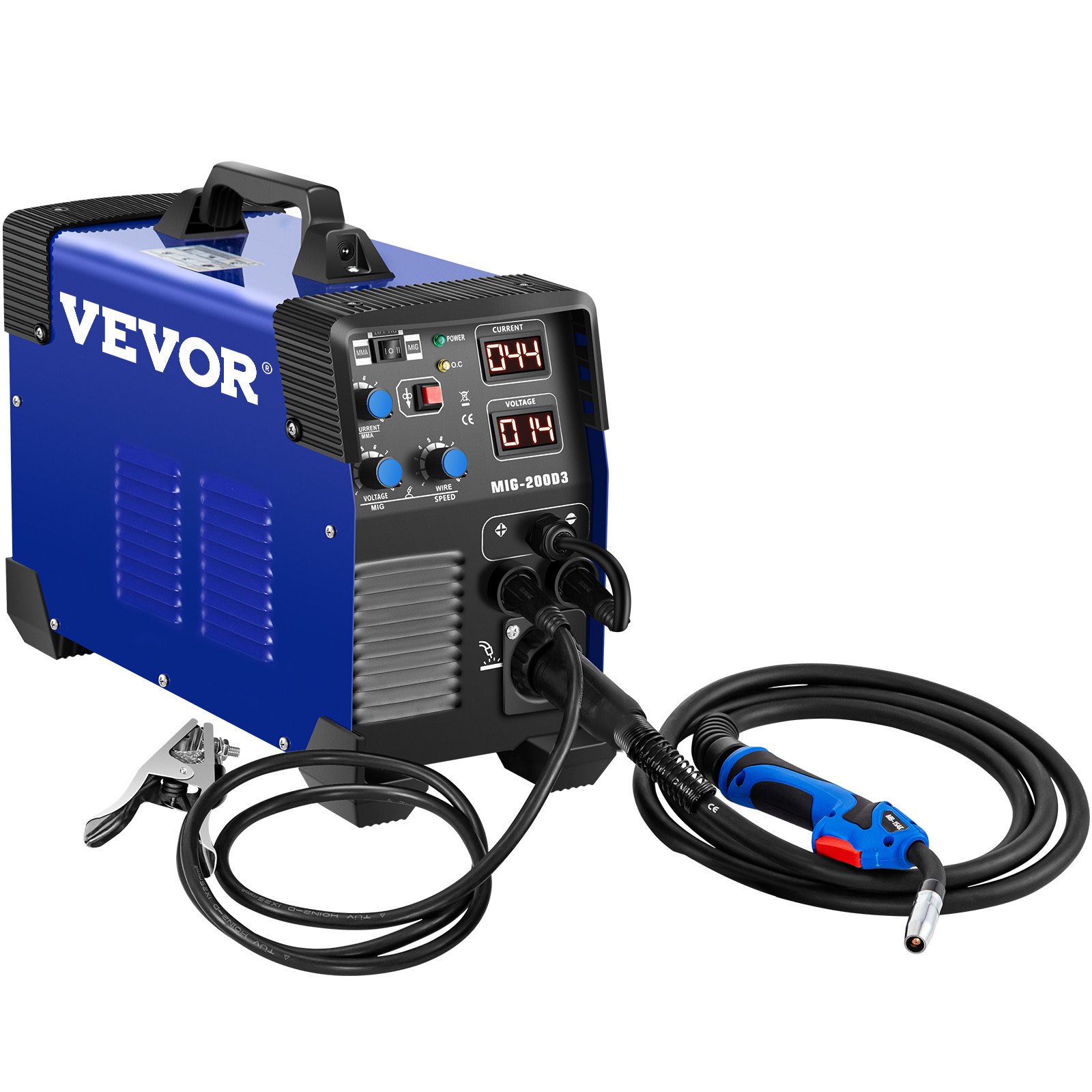 VEVOR MIG Welder, 200 Amp 3 in 1, 220V DC MIG/TIG/Arc Welding Machine, Portable TIG Welder with IGBT Inverter and Digital Display, Lift ARC Welder w/MIG Welder Torch and Cable