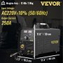 VEVOR 250Amp MIG Welder, Welding Machine 3 in 1, 220V Flux Core/Gas/Solid Wire Welding Machine w/IGBT Inverter & Torch, Digital MIG/Lift TIG/Stick Multiprocess Welder