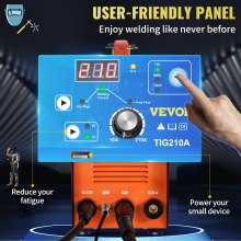 VEVOR 210Amp TIG Welder, Welder TIG 3 in 1, 110/220V Dual Voltage HF TIG/Stick/Clean Welding Machine w/USB, IGBT Inverter & Torch, Digital Arc Welder