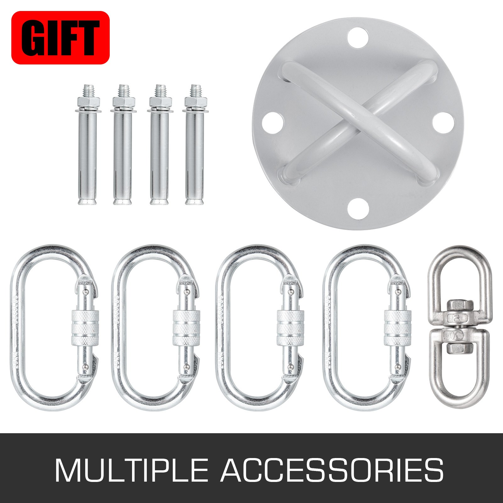 VEVOR 85cm Professional Aerial Hoops Equipment Stainless Strength Tested 770lbs Capacity Lyra Hoop Double Aerial Rings Set