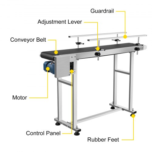 VEVOR PVC Belt Electric Conveyor Machine 1500MMx198MM Adjustable Conveyor Table 0-25M/Min Conveyor Belt Stainless Steel Anti-Static Code Machine with Double Guardrail