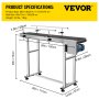 VEVOR PVC Belt Electric Conveyor Machine 1500MMx198MM Adjustable Conveyor Table 0-25M/Min Conveyor Belt Stainless Steel Anti-Static Code Machine with Double Guardrail
