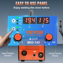 VEVOR 145Amp MIG Welder, Welding Machine 3 in 1, 110 V Flux Core Welding Machine with IGBT Inverter & MIG Torch, Digital MIG/Lift TIG/Stick Multiprocess Welder