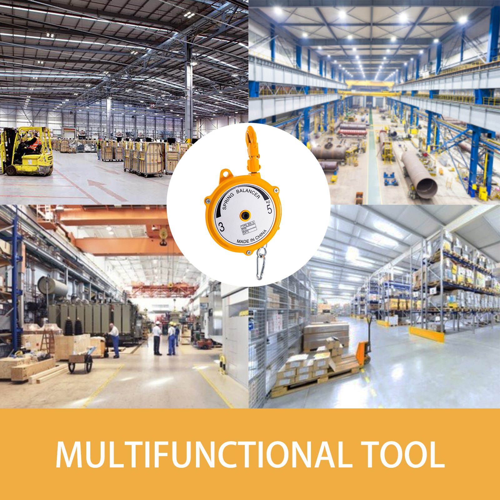 VEVOR Spring Balancer Retractable Tool Holder 3-5kg Hanging Equipment Yellow